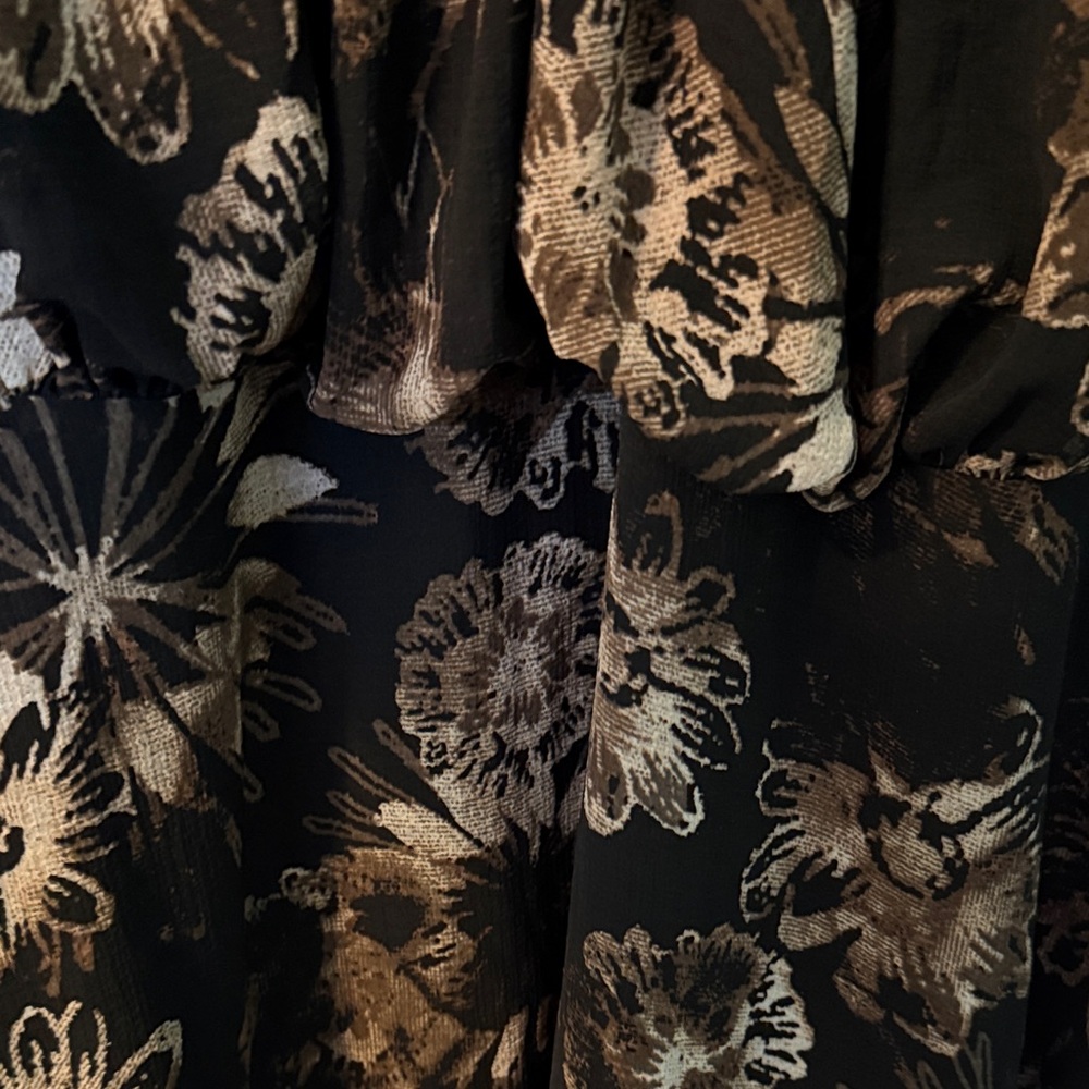 Free People Black and Brown Floral Halter Midi Dress - Picture 3 of 3